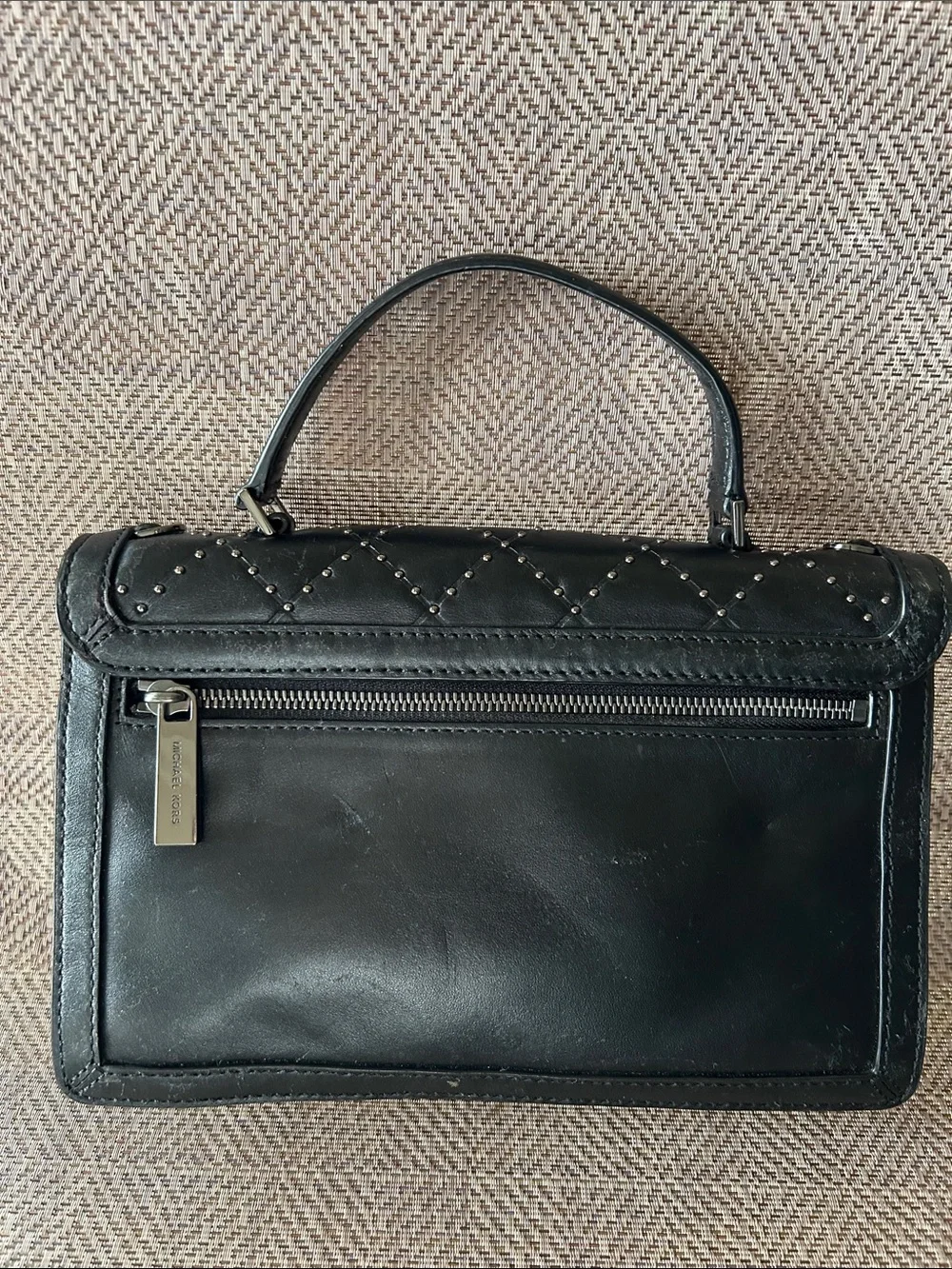 MICHAEL Michael Kors Black Micro Stud Callie Quilted Medium Crossbody.